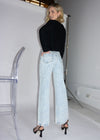 Avaline Rhinestone High-Rise Wide Leg Jeans - Light Blue