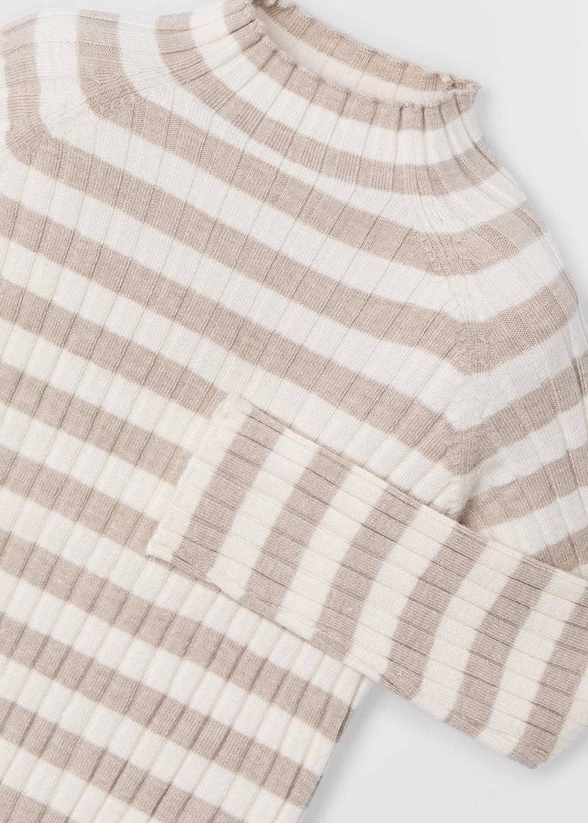 Felicity Ribbed Mock Neck Sweater - Heather Bark