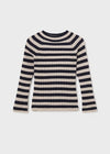 Felicity Ribbed Mock Neck Sweater - Navy