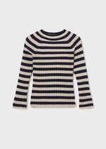 Felicity Ribbed Mock Neck Sweater - Navy