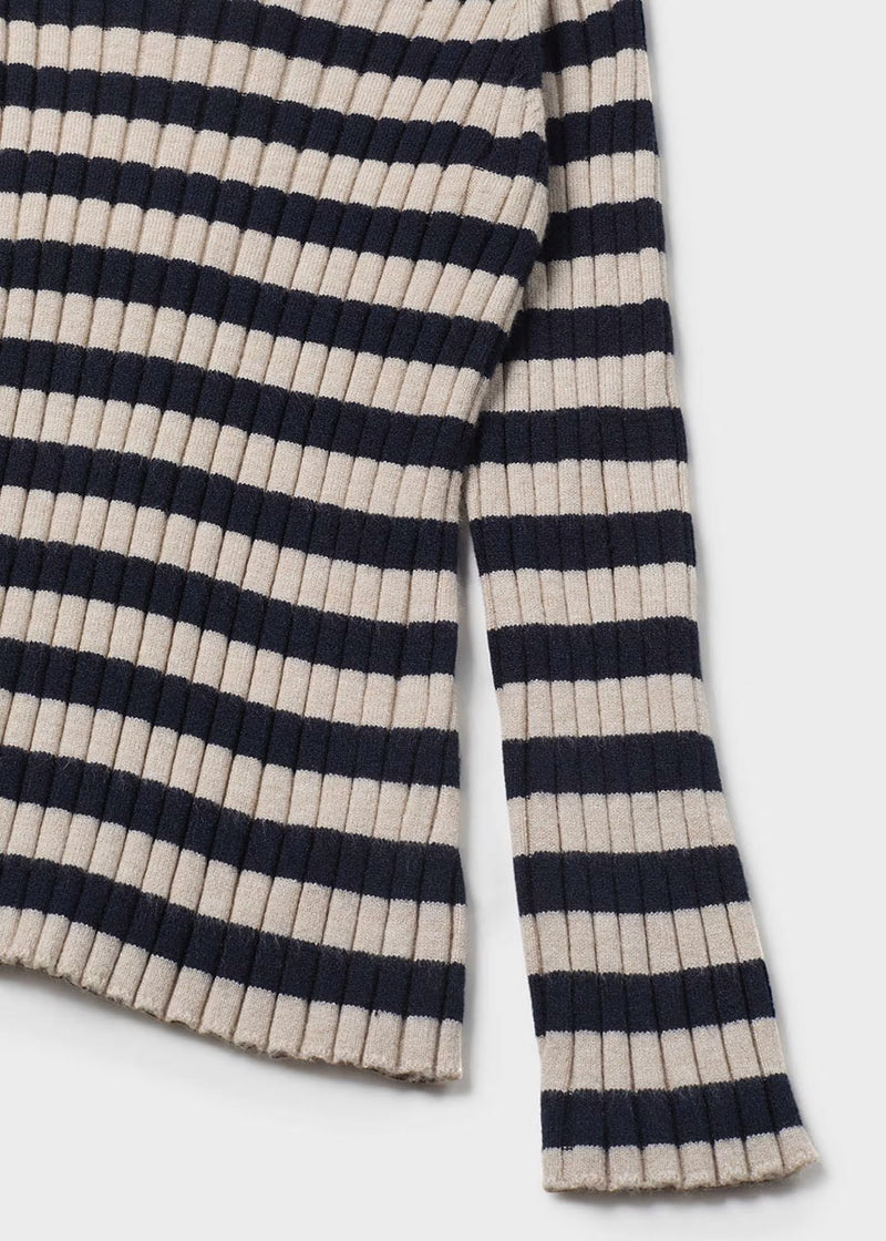 Felicity Ribbed Mock Neck Sweater - Navy