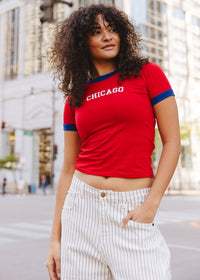 Chicago Ringer Baby Tee - Red