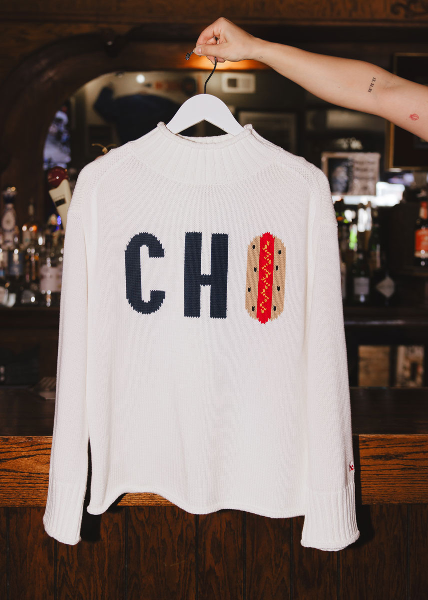 Chi Hot Dog Mock Neck Sweater - Ivory – Alice & Wonder
