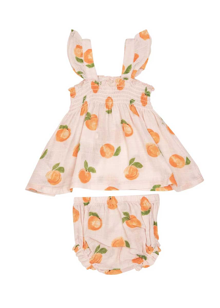 Ruffle Strap Smocked Top & Bloomers - Peaches