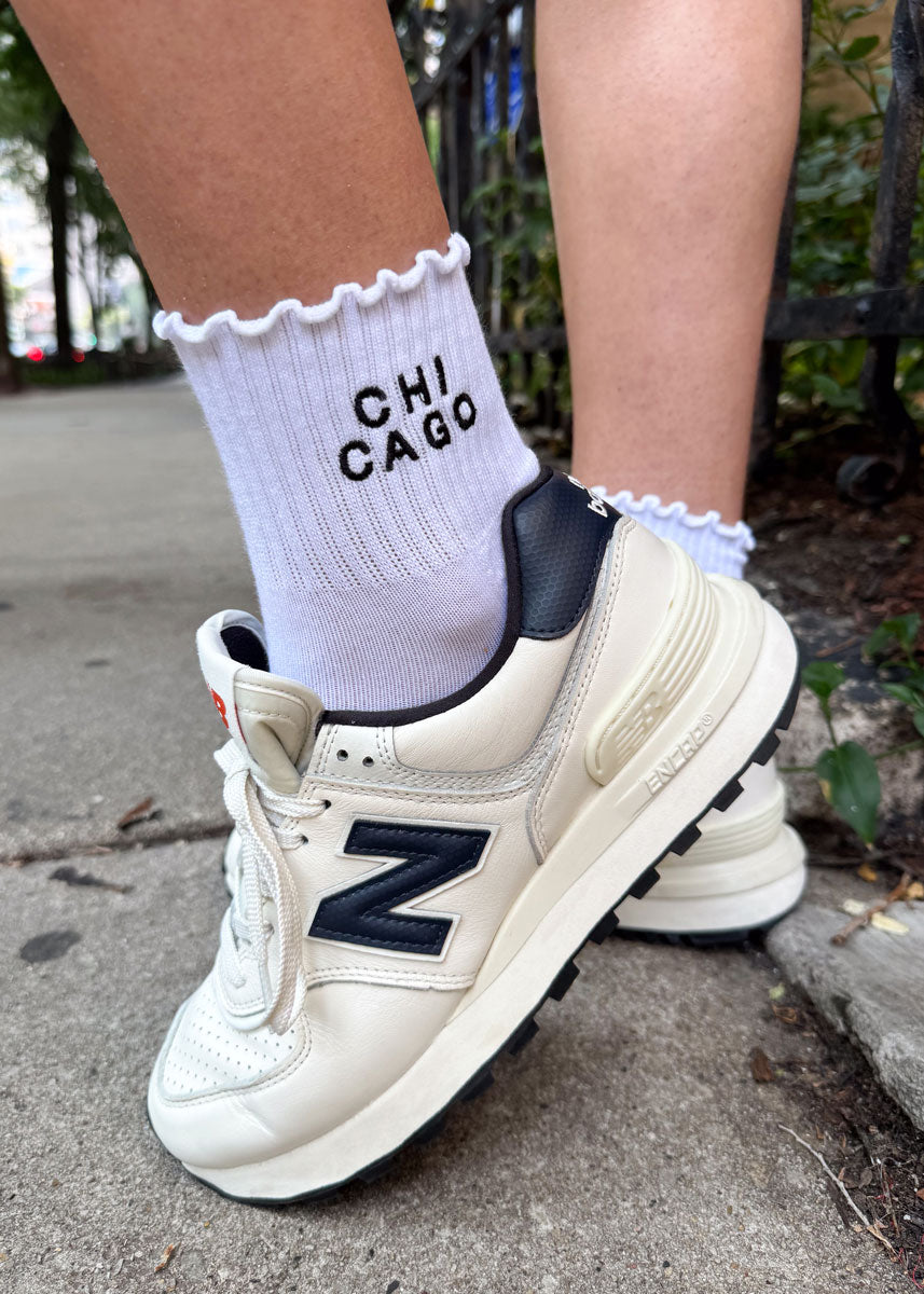 Chicago Ruffle Crew Sock - Ivory