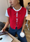 Indie Knit Tie-Front Vest - Red