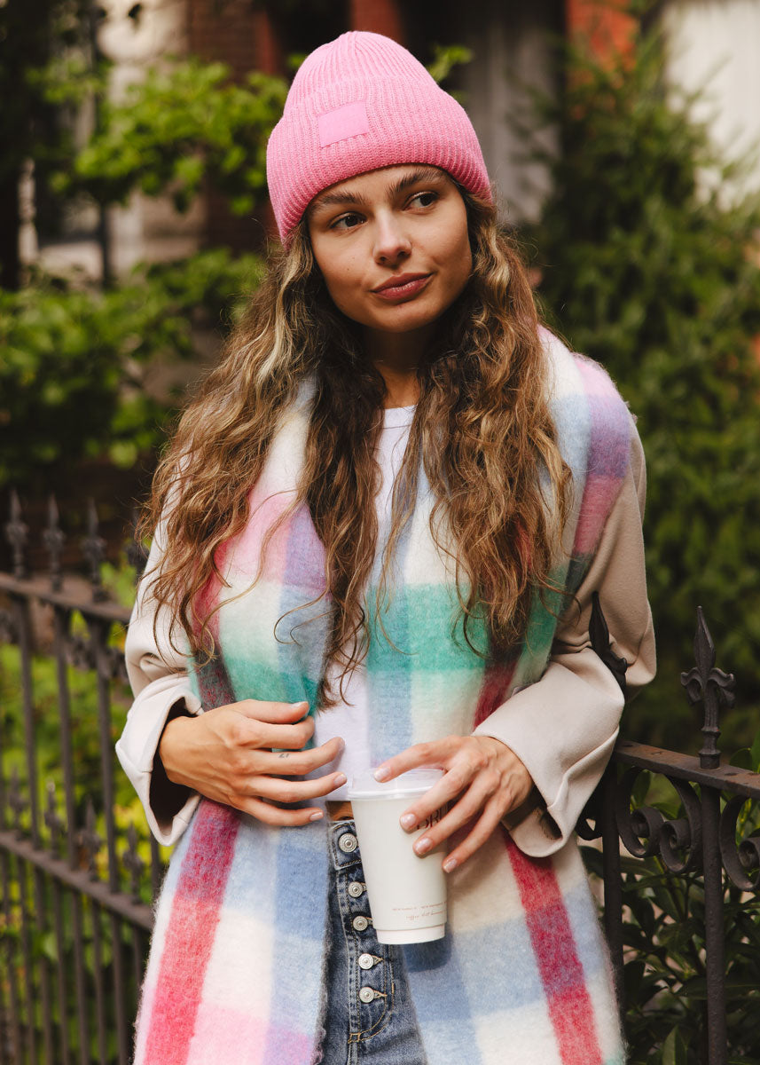 Adult Mad Hatter Ribbed Knit Beanie - Sachet Pink