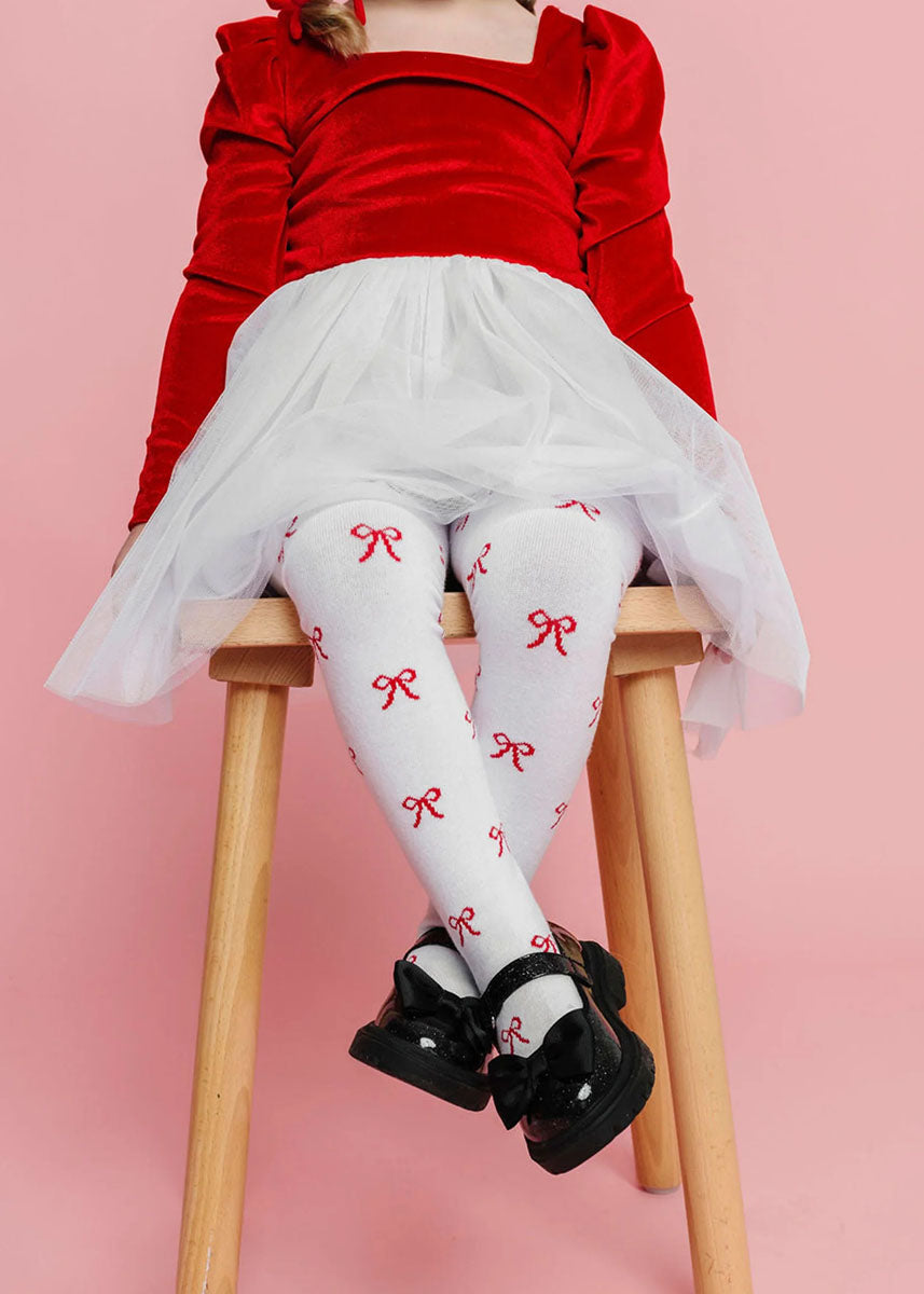 Red Bow Knit Tights