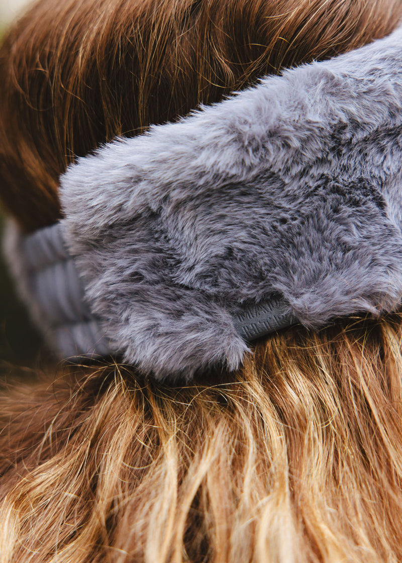 Mad Hatter Faux-Fur Headband - Steel Blue