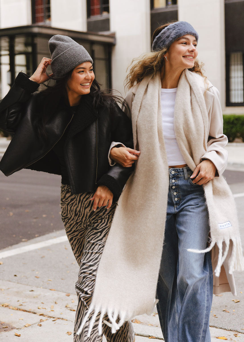 Mad Hatter Faux-Fur Headband - Steel Blue