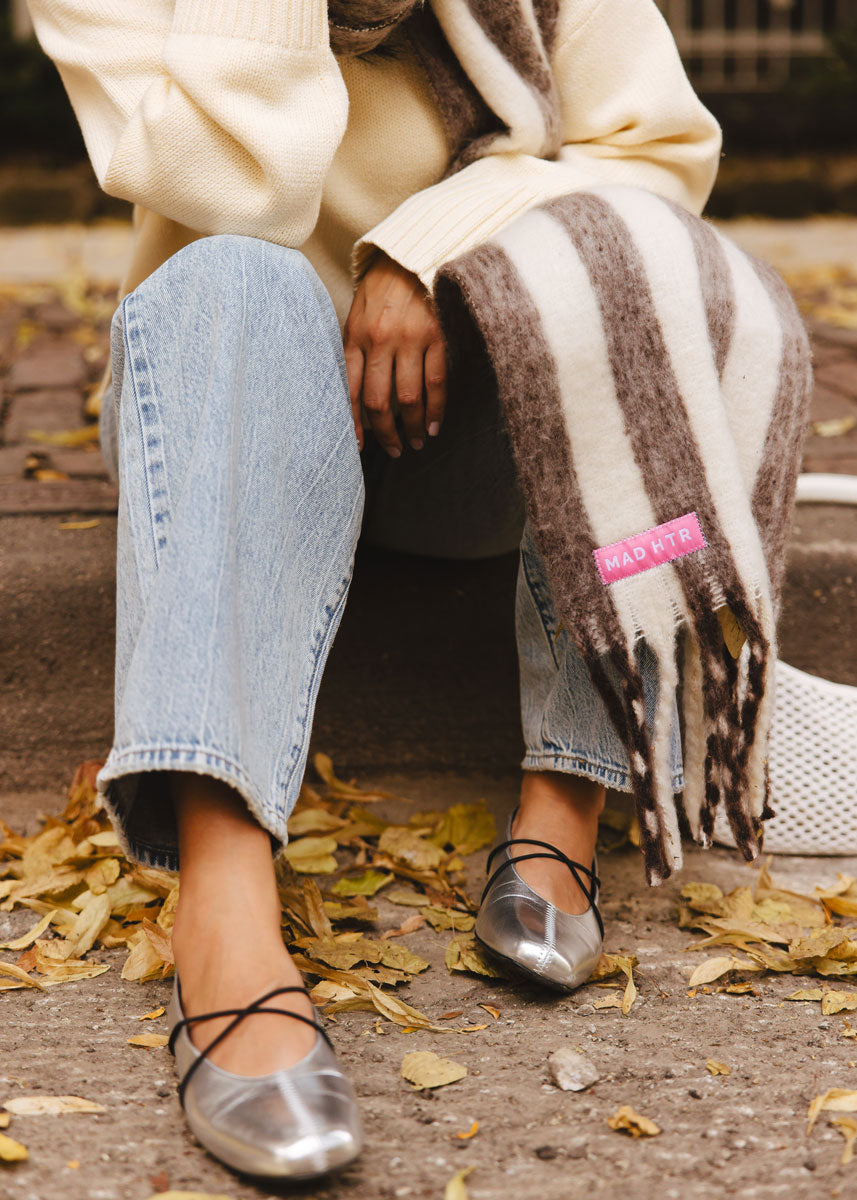 MAD HTR Oversized Blanket Scarf - Espresso & Cream Stripe