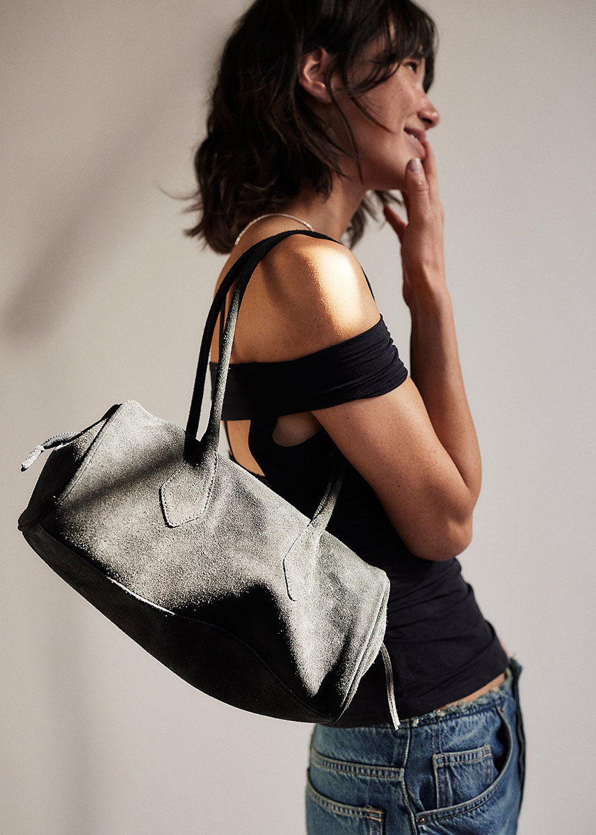 Sierra Suede Shoulder Bag - Black