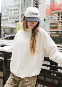 Chicago Script Baseball Cap - Ivory & Navy