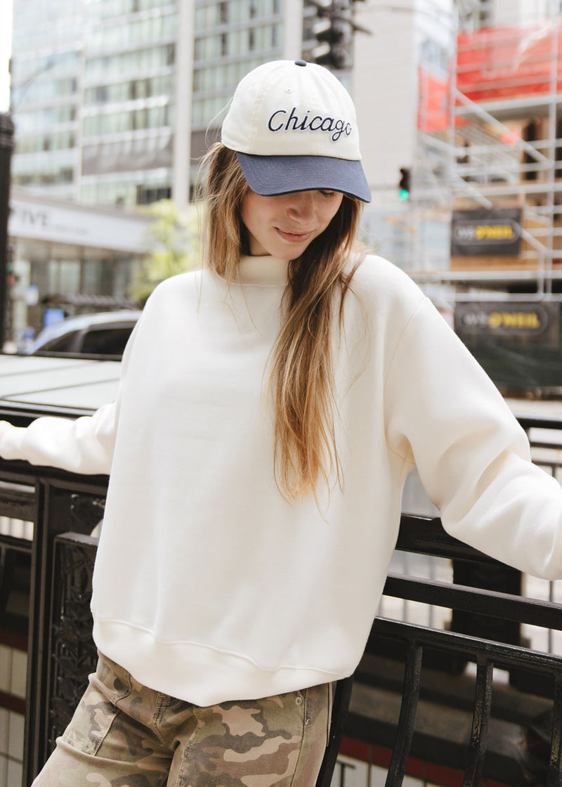 Chicago Script Baseball Cap - Ivory & Navy