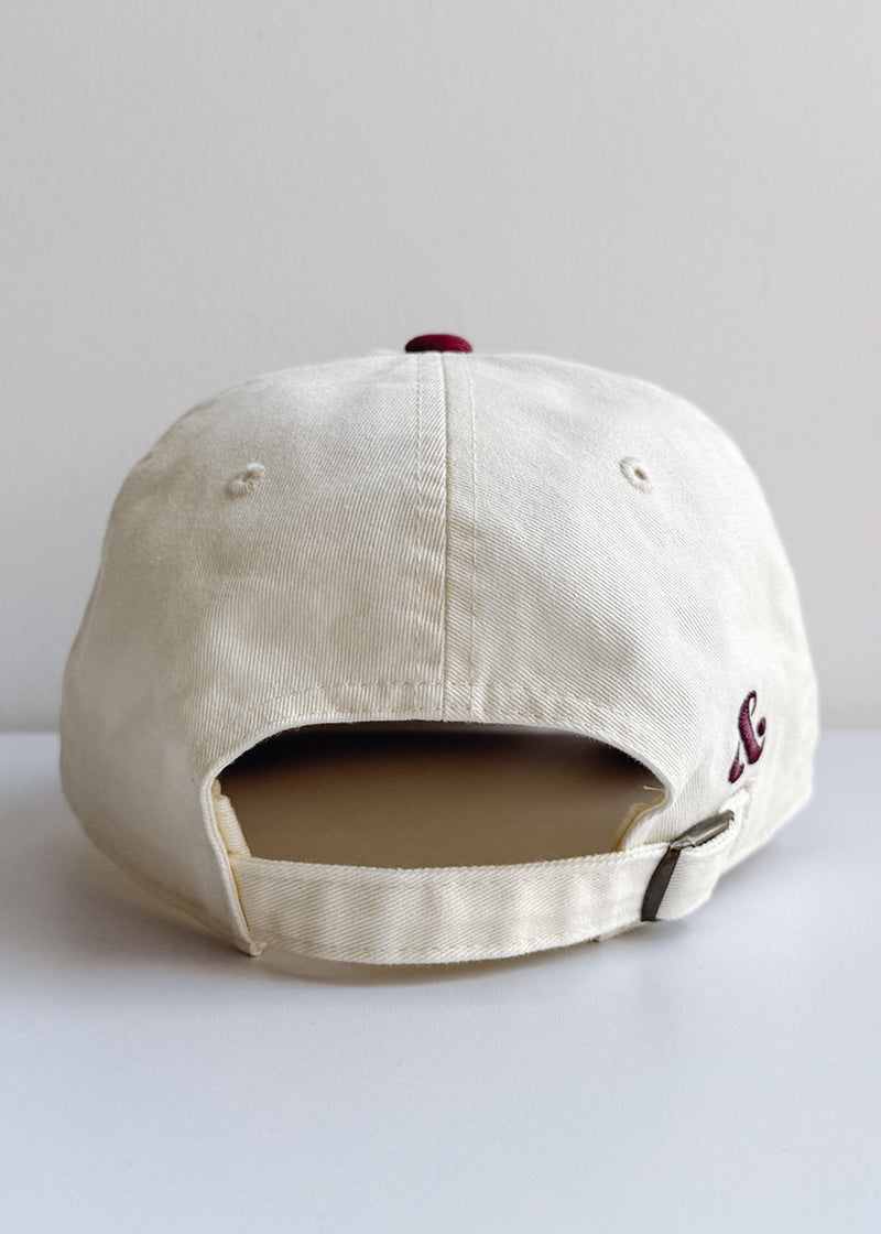 Chicago Script Baseball Cap - Ivory & Burgundy