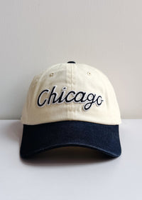 Chicago Script Baseball Cap - Ivory & Navy