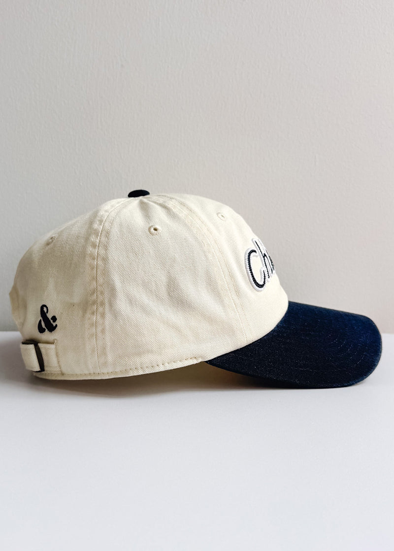 Chicago Script Baseball Cap - Ivory & Navy
