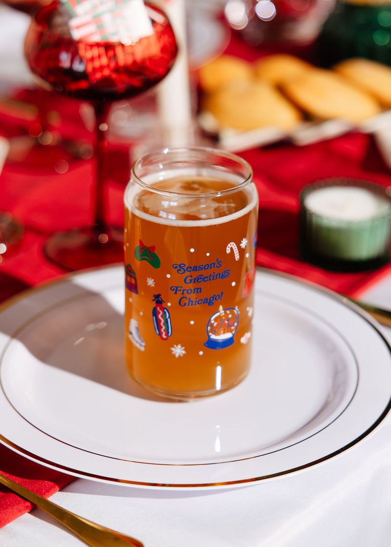 Chicago Holiday Icons Can Glass