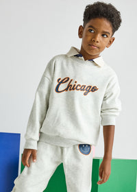 Chicago Script Sweatsuit Set - Heather Grey