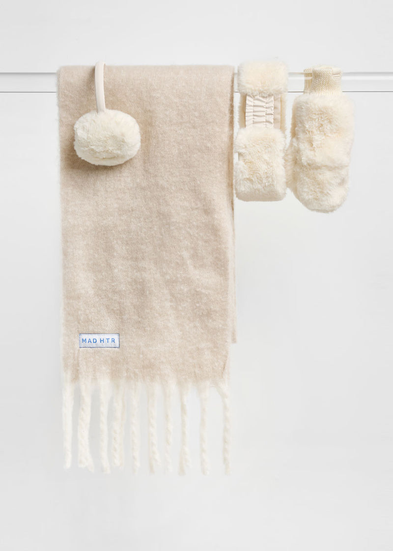 Mad Hatter Oversized Contrast Blanket Scarf - Feather & Ivory