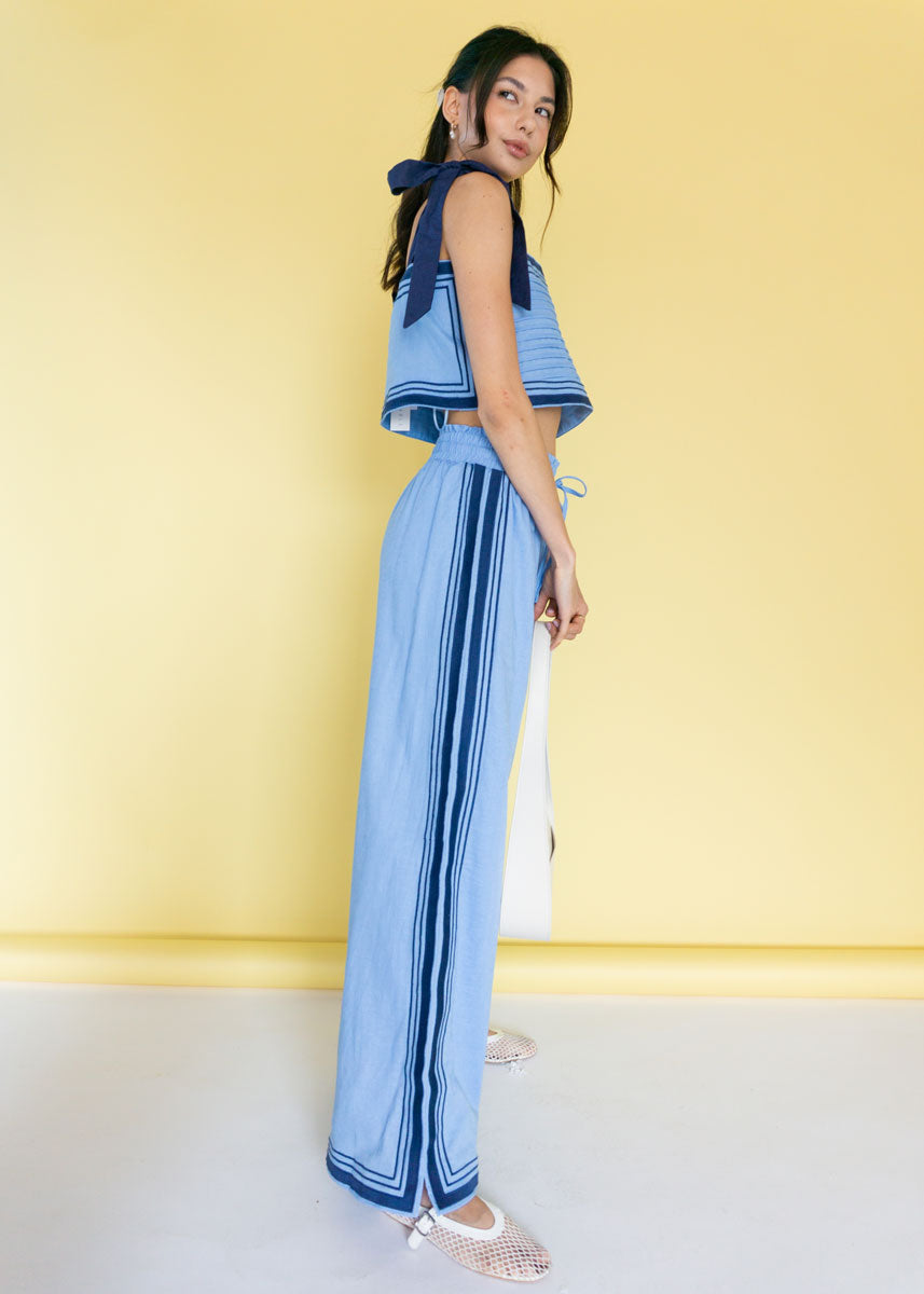 Sail Linen Crop Top & Pant Set - Periwinkle