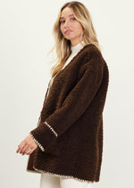 Tess Sherpa Contrast Coat - Chocolate & Cream