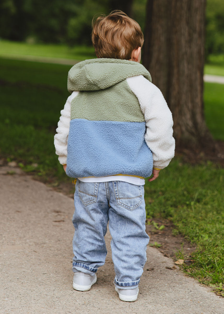 Colorblock Fleece Jacket - Blue & Green