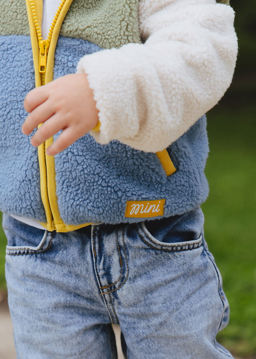 Colorblock Fleece Jacket - Blue & Green