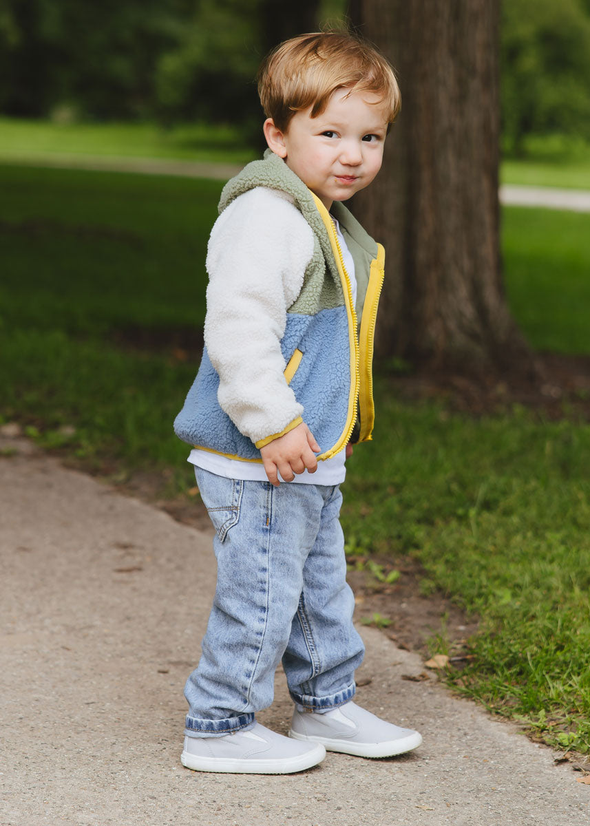 Colorblock Fleece Jacket - Blue & Green