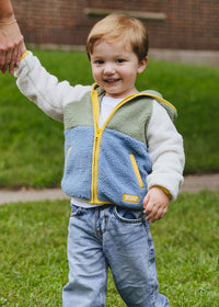 Colorblock Fleece Jacket - Blue & Green