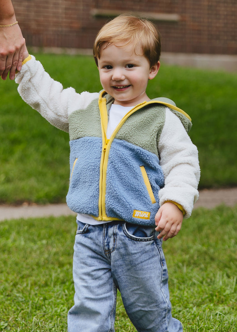 Colorblock Fleece Jacket - Blue & Green