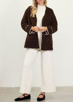 Tess Sherpa Contrast Coat - Chocolate & Cream