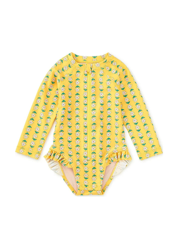 Rash Guard Baby Swimsuit - Vintage Floral Tile