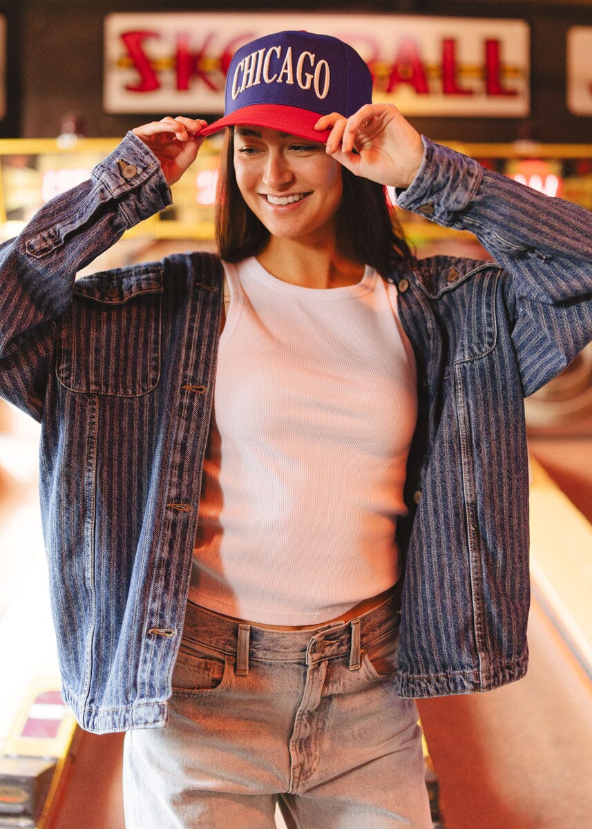 Chicago Puff Baseball Cap - Blue & Red