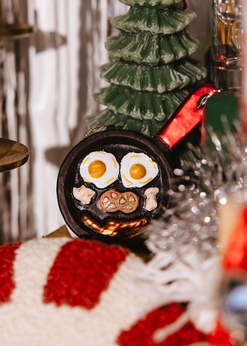 Hand-Painted Glass Breakfast In A Skillet Ornament