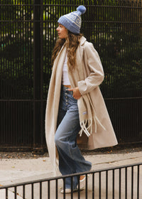 Adult Mad Hatter Chicago Pom Beanie - Blue