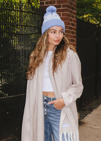 Adult Mad Hatter Chicago Pom Beanie - Blue