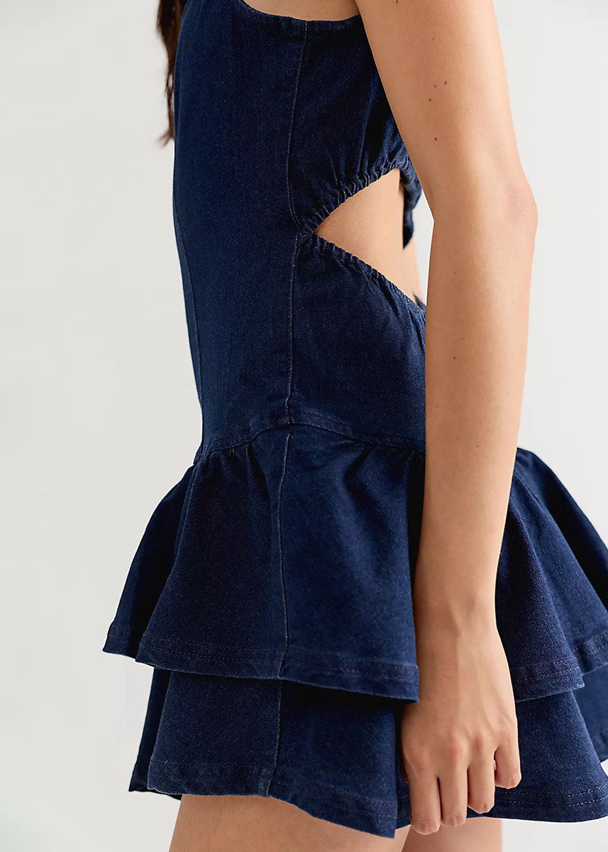 Slow Burn Denim Mini Dress - Ultramarine Wash
