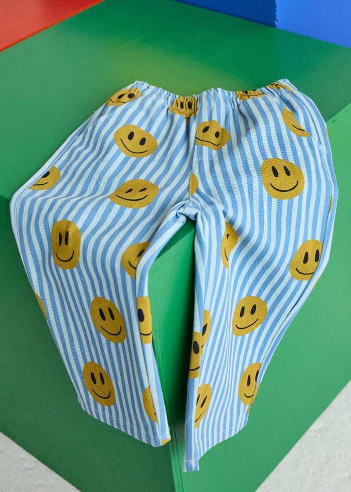 Striped Denim Smiley Pant