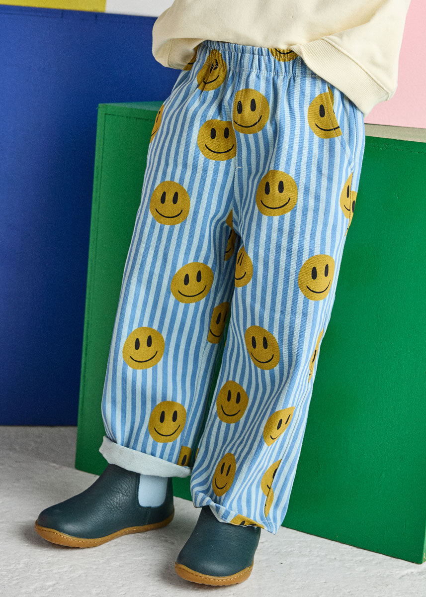 Striped Denim Smiley Pant