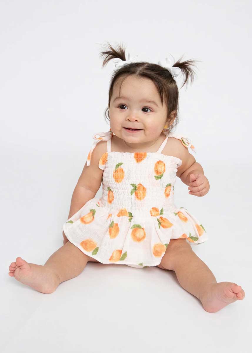 Smocked Bubble With Skirt - Peaches
