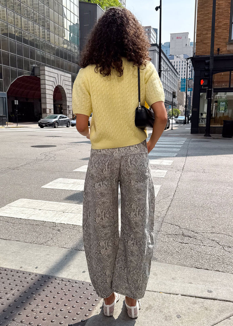 Good Luck Mid Rise Printed Barrel Jeans - Snake Combo