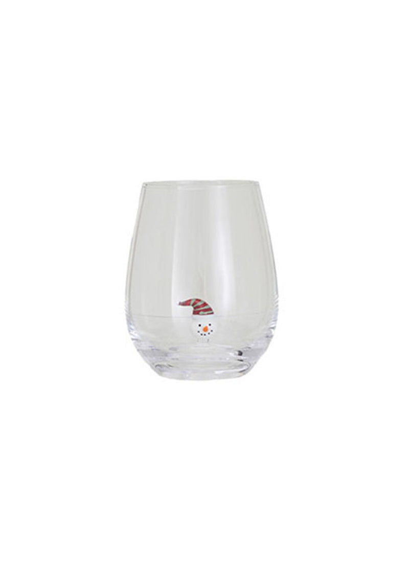 Stemless Holiday Figurine Wine Glasses