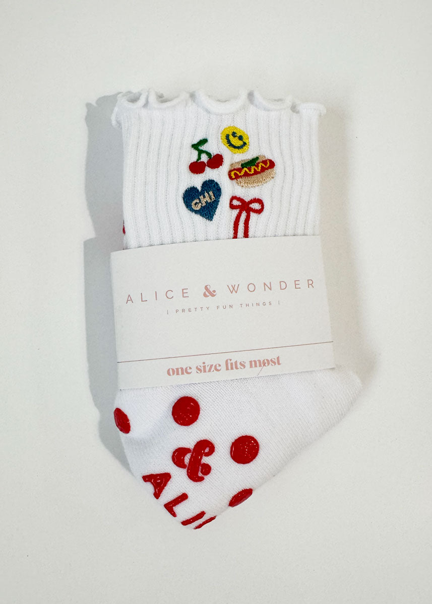 Chicago Icons Ruffle Pilates Sock