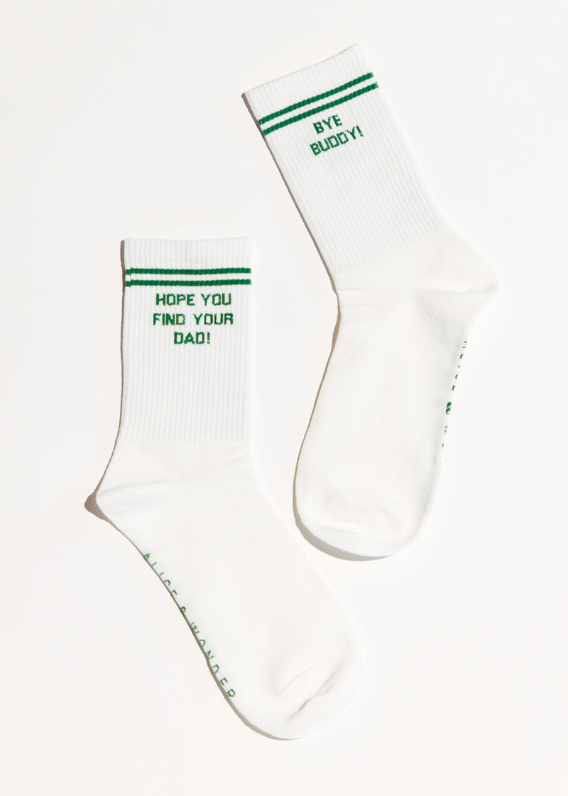 Bye Buddy Long Crew Socks - Ivory