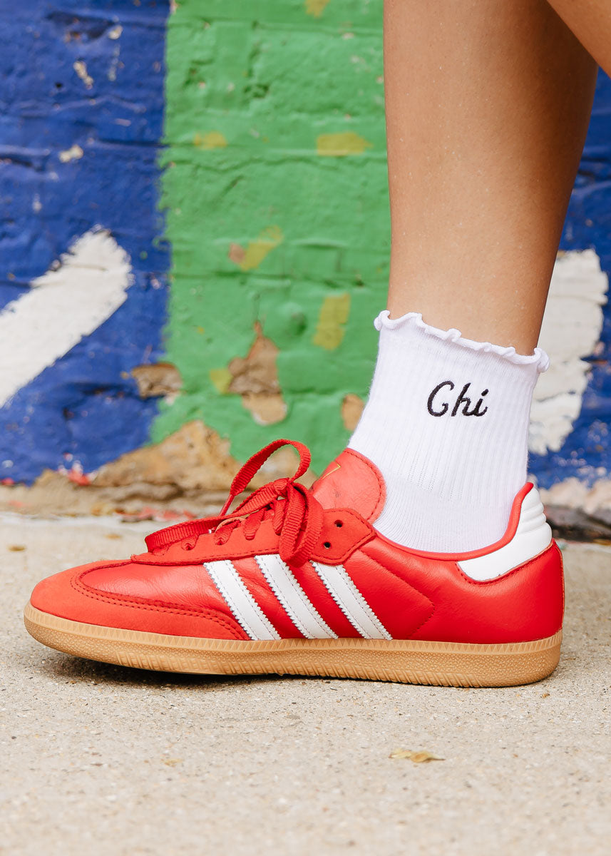 Chi Ruffle Crew Sock - Black