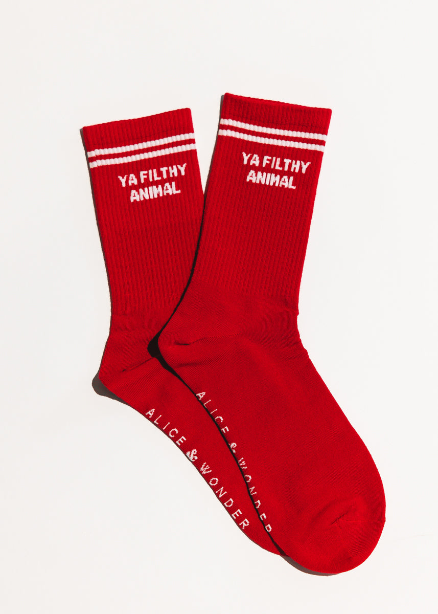 Ya Filthy Animal Long Crew Socks - Red