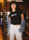 90's Chicago Baby Tee - Black