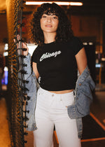 90's Chicago Baby Tee - Black