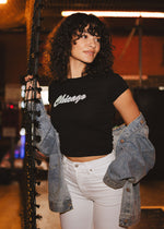 90's Chicago Baby Tee - Black